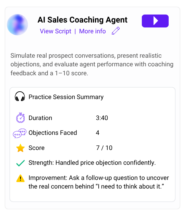 Ready-made AI Sales Coaching Agent